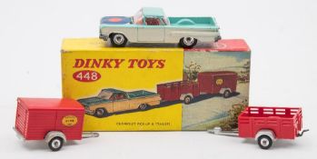 Dinky 446 Chevrolet El Camino Pick Up and Trailers:, two tone turquoise and white,