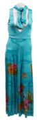 A 1970s De Parisienne maxi dress with printed Lily design:, together with a yellow maxi dress,