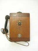 A British railways (Western Region) mahogany wall mounted intercom telephone:,