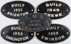 Four mid 20th century wagon plates:, comprising Crewe 1949, Brighton 1952,