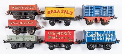 Hornby O gauge, a group of seven goods/private owner vans:, 'Crawford's Biscuits',