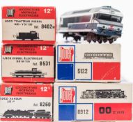 Jouef OO/HO gauge a group of steam and diesel locomotives:, 4-8-2 SNCF loco and tender 241P7,