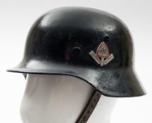 A WWII period German Stahlhelm: with RAD badge to one side, in black,