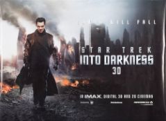 A group of British quad film posters: 'Chimpanzee', 'The Purge', two versions of 'Iron Man 3',