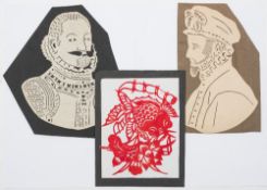 Two early 19th century Continental hand cut coptograph portraits:,