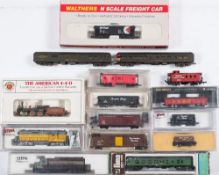 Atlas, Bachmann and others, a group of N gauge locomotives and rolling stock:,