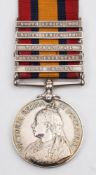 A Queen's South Africa medal with five clasps: renamed '7252 Pte G S Pavey RL Sussex Regt'