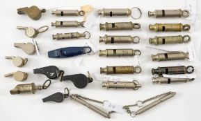 A collection of various whistles by Acme and J Hudson & Co Ltd:,