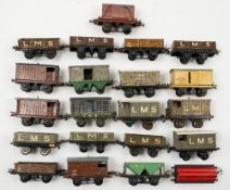 Hornby O gauge a group of goods wagons:, gas cylinder wagon, LMS green hopper,