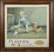 A Players No 3 Virginia Cigarettes advertising print 'Daddy's favourite': of a young boy seated on