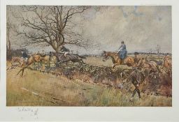 Lionel Edwards [1878-1966]- Household Brigade Drag Hounds, Hawthorn Hill, 1937,:- coloured print,