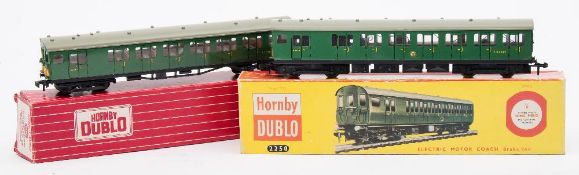 Hornby Dublo OO/HO 2-rail No 2250 SR Green Electric Motor Coach Brake/2nd:, boxed,