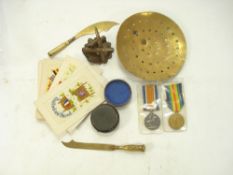 A WWI pair to GS-14703 Pte A W Aldridge R Fus':, together with fourteen WWI period silk postcards,