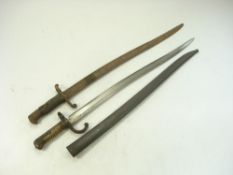 A French Chassepot bayonet:, curved blade with steel hilt and single quillon ,