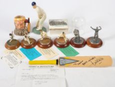 A group of six white metal cast figures of famous cricketers by Sport in Miniature:, W G Grace,