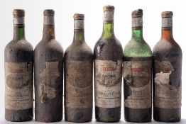 Six bottles of Chateau de Roques Saint Emillion Calvet, 1961: (one low shoulder).
