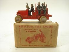John Hill & Co Fire Engine:, with six firemen, missing ladder, later hand made paper ladder,