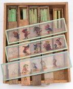 Four sets of late 19th/early 20th century French lantern slides:,