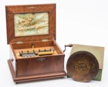A late19th/early 20th century walnut cased Symphonion :,