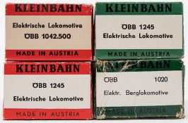 Kleinbahn OO/HO gauge, a boxed group of four overhead electric locomotives:, No 1020, No 1245,