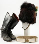 An early 20th century Welsh Guards busby:, of traditional form with wicker interior,