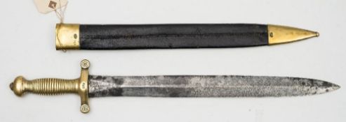 A French 1831 pattern sidearm:, the double edge blade dated '1832' to ricasso,