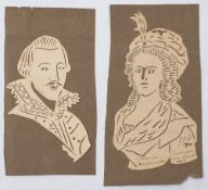 Two early 19th century Continental hand cut coptograph portraits:, one of 'Marie Antionette',