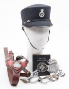 A mid 20th century Policewoman's peaked hat with Merseyside Police badge:,
