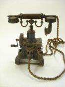 A late 19th/early 20th century Desk Telephone No 16:,
