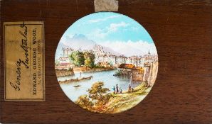 Edward George Wood, London, a hand painted magic lantern slide 'Geneva, Switzerland':,