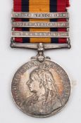 A Queen's South Africa medal with three clasps '6907 Pte A Atkinson Vol Co W Yorks Regt':.