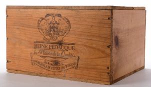 Six bottles of Cote De Beaune Villages 1986, unopened wooden case Reine Pedauque:.