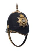 An Edwardian Devonshire Regiment Officer's Home Service 1878 pattern blue cloth helmet by Hawkes &