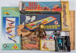 Mettoy and others, a group of various clockwork toys:, 'Twin Tunnel Trains' in box,