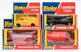 Dinky a boxed group of four:, 289 Routemaster Bus, 385 Royal Mail Truck,