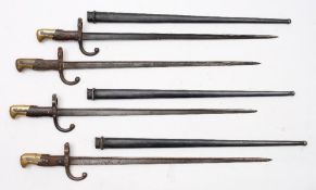 A group of four French Chassepot bayonets:,