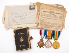 Three WWI service medals: 1914-15 Star ( unnamed) War Medal '1-382626 Dver T H Tarrant ASC,