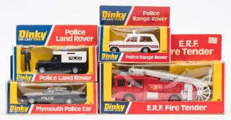 Dinky, a boxed group of four emergency vehicles:, comprising 266 ERF Fire Tender,