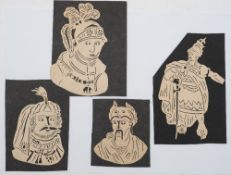 A group of four early 19th century Continental hand cut coptograph portraits of gentleman:,