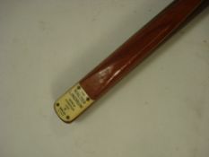 A ' Walter Lindrum World Champion' 17oz snooker cue:, inset ivorine plaque as per title to end,