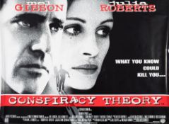 A group of British quad film posters: 'The Peace Maker', 'Conspiracy Theory', 'Con-Air', 'Contact',