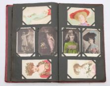 An early 20th century postcard album of actors and actresses:, including Miss Marie Studholme,