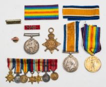 A WWI miniature group of seven:, 1914-15 Star, War Medal, Victory Medal, 1949-45 Star,