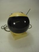 A JVC Videosphere television in white:, with suspension chain and table top stand, 33cm high.
