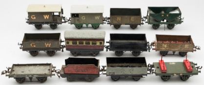 Hornby O gauge, a group of goods wagons:, including a NE hopper,