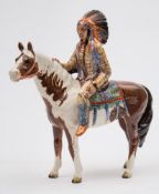 A Beswick 'Indian mounted' designed by Mr Orwell, model no 1391:, 22cm high .