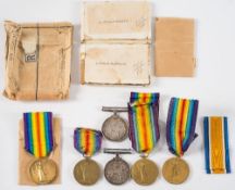 Two WWI pairs '9/8493 Pte C E Lawrence The Queens R':, and '209935 Dvr E Cox RA',