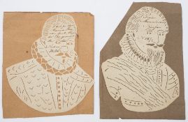 Two early 19th century Continental hand cut coptograph portraits:,