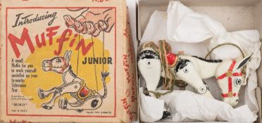 Moko (Matchbox) 'Muffin the Mule Junior':, diecast articulated body with strings,