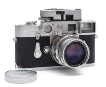 A Leica M3 camera serial number 1088150 circa 1963:, black body with chrome fittings,